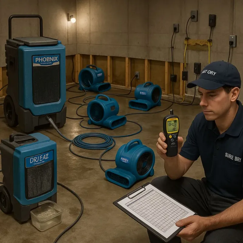 Structural Drying and Dehumidification process in Spooner, WI